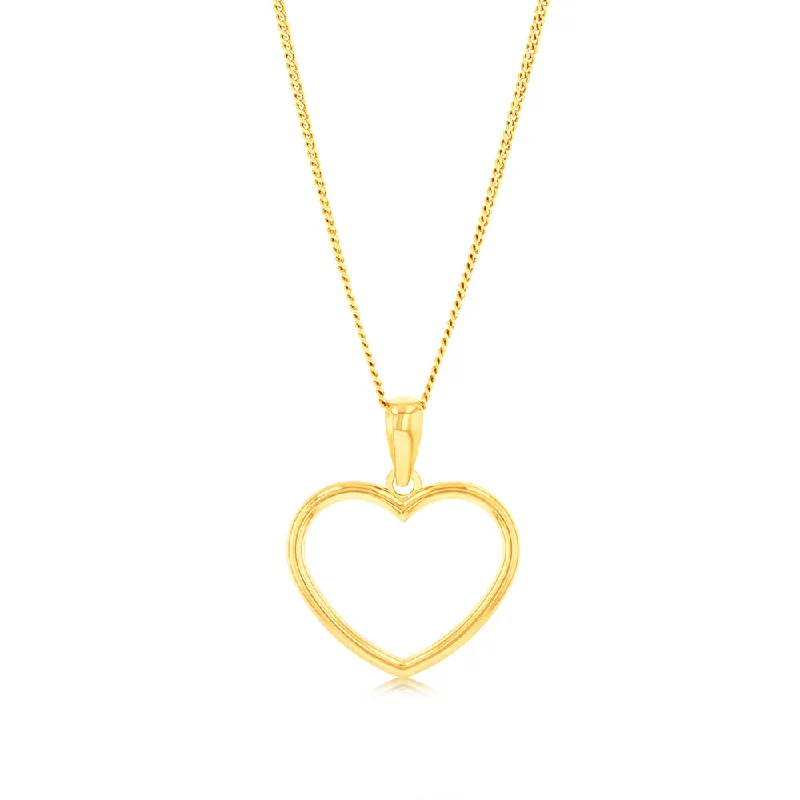 9ct Yellow Gold Heart Open Penadant