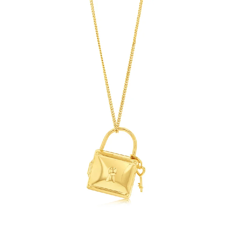 9ct Yellow Gold Lock And Key Locket Pendant