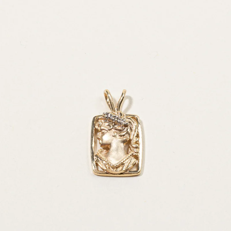 Diamond Gold Portrait Pendant | 0.02ctw |