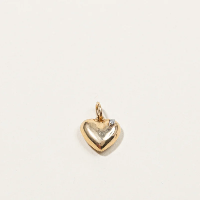 Diamond Puffed Heart Gold Pendant | 0.01ct |