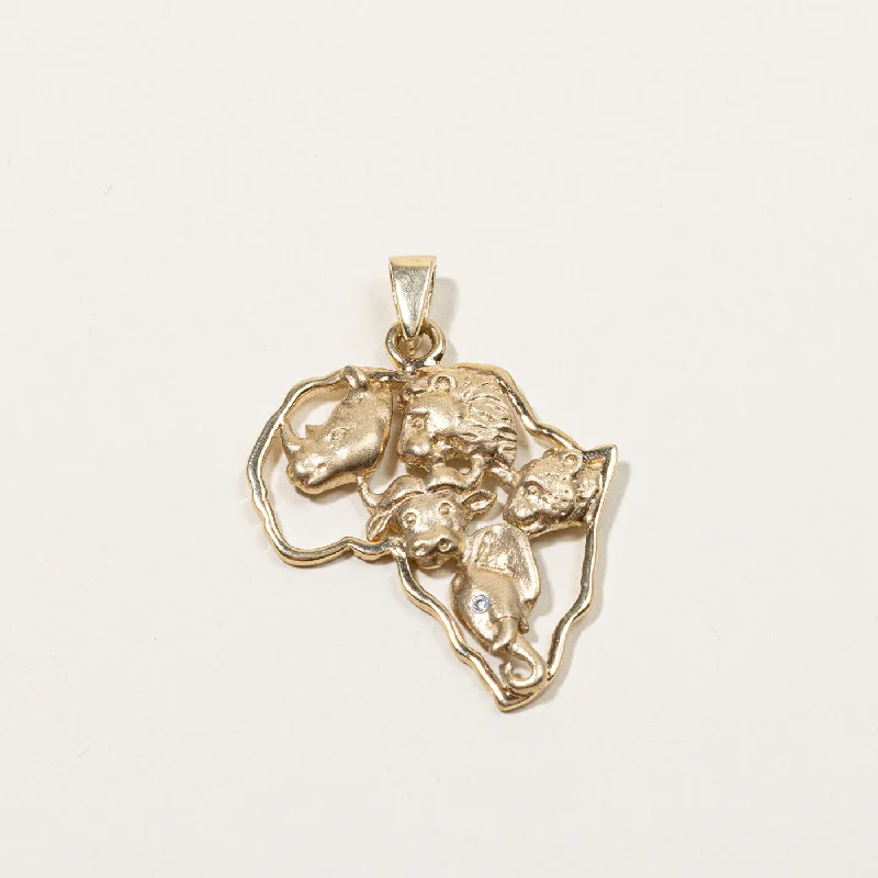 Gold Africa Continent Animal Pendant | 0.01ct|