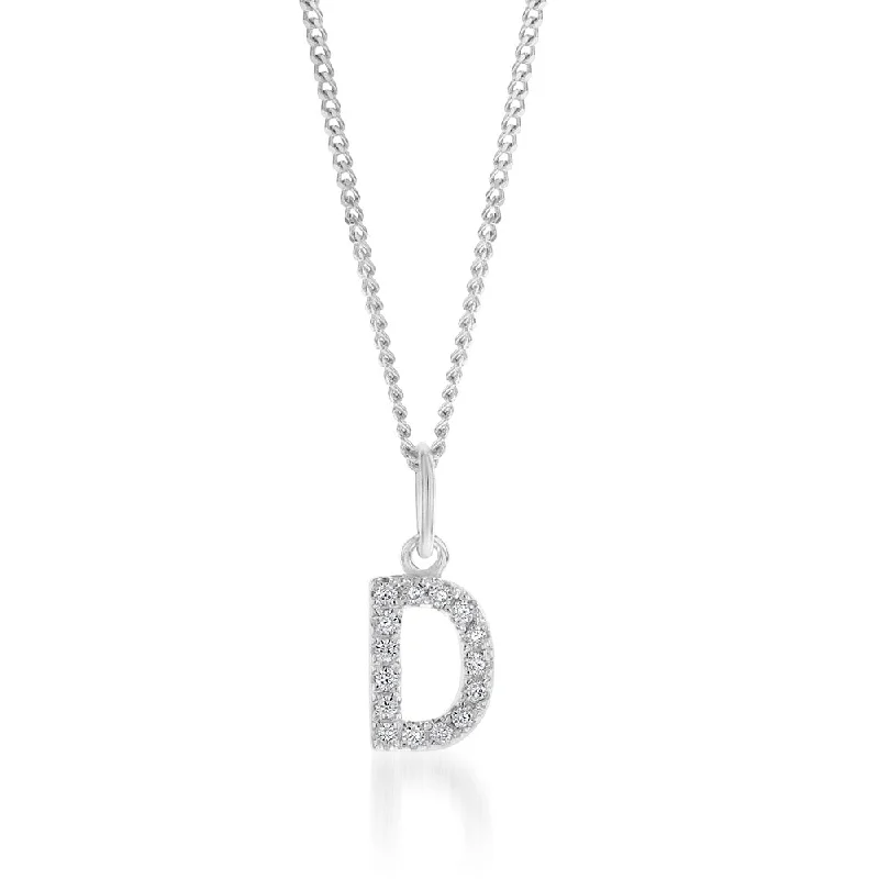 Sterling Silver Cubic Zirconia Initial "D" Pendant