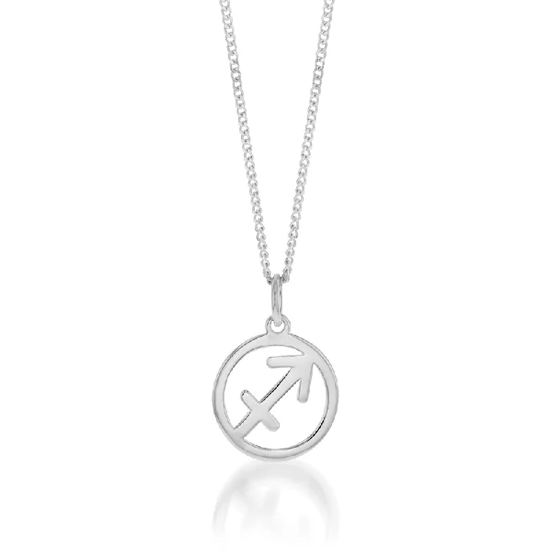 Sterling Silver Round Zodiac/Star Sign Sagittarius Pendant