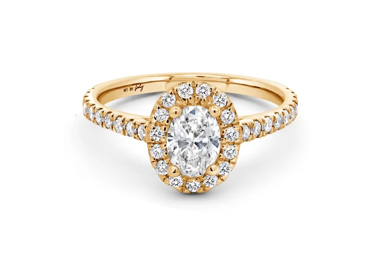 0.90CTW Lab Grown Oval Cut Engagement Ring: Yellow Gold