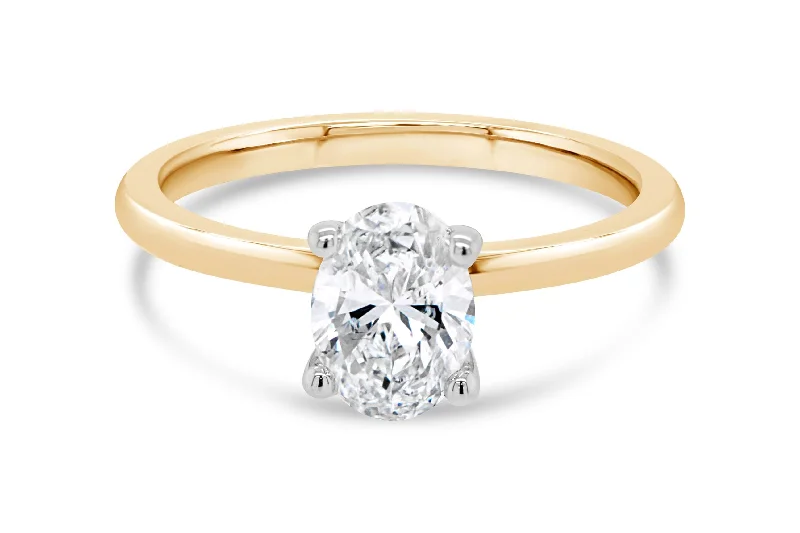 1.00CT Diamond Oval Engagement Ring: Yellow Gold