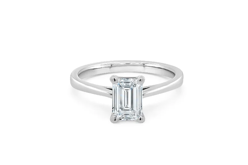 1.00CT Lab Grown Emerald Cut White Gold Engagement Ring