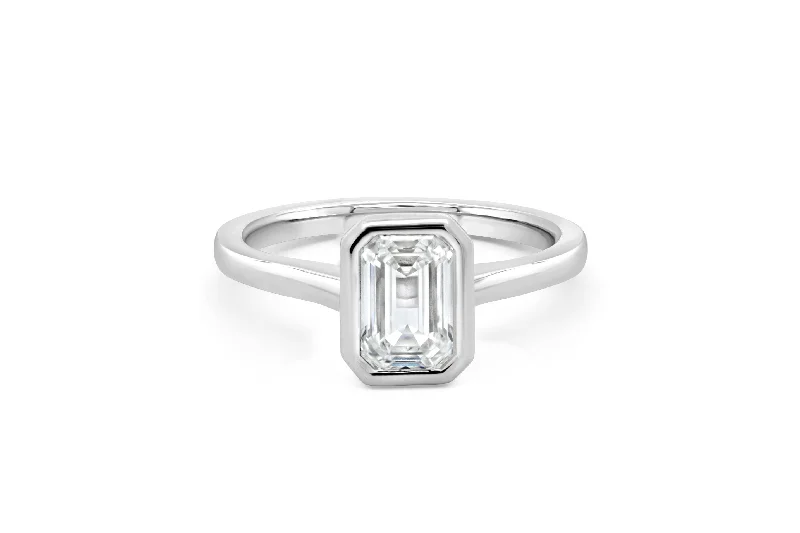 1.00CT Lab Grown Emerald Cut White Gold Engagement Ring