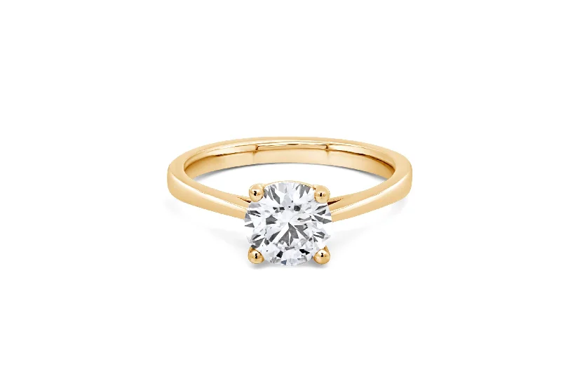 1.00CT Lab Grown Round Cut Yellow Gold Engagement Ring