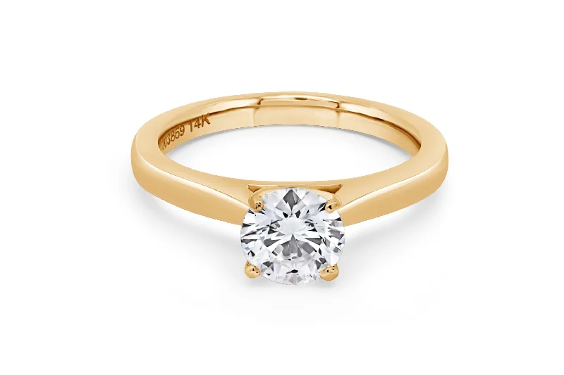 1.00CT Lab Grown Round Engagement Ring: Yellow Gold