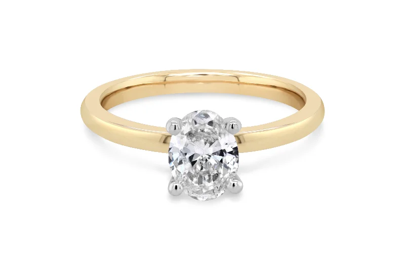 1.00CT Oval Engagement Ring: Yellow Gold