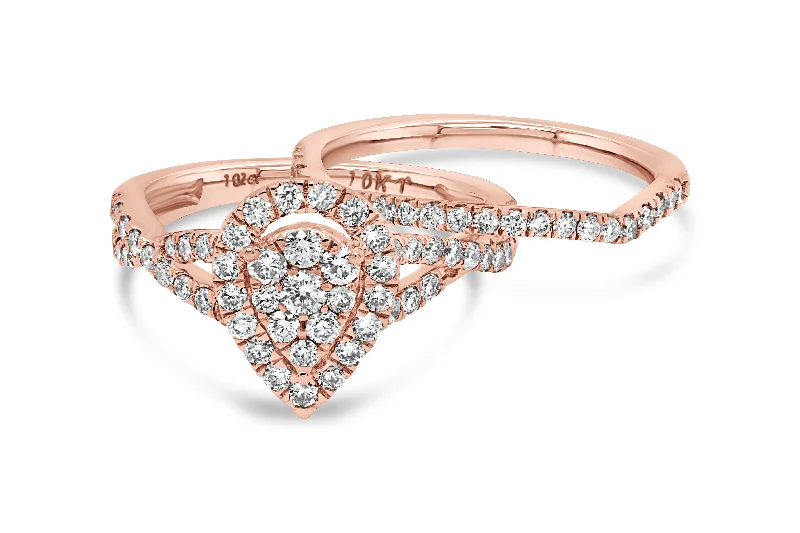 1.00CT Rose Gold Pear Engagement Set