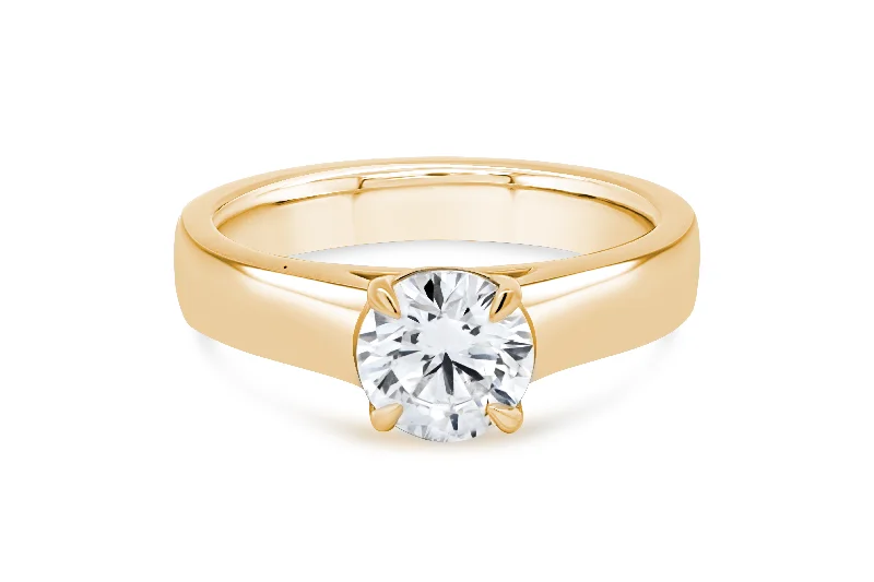 1.00CT T.D.W Lab Grown Round Yellow Gold Engagement Ring