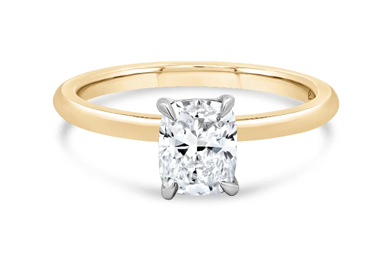 1.01CT T.D.W Lab Grown Cushion Yellow Gold Engagement Ring