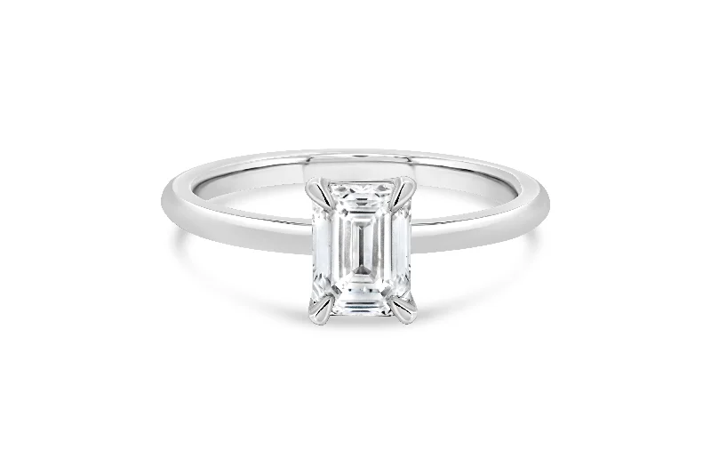 1.07CT T.D.W Lab Grown Emerald Cut White Gold Engagement Ring