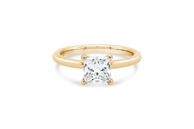 1.16CT Lab Grown Princess Cut Engagement Ring: Yellow Gold