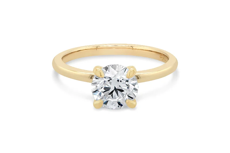 1.53CT Lab Grown Round Engagement Ring: Yellow Gold