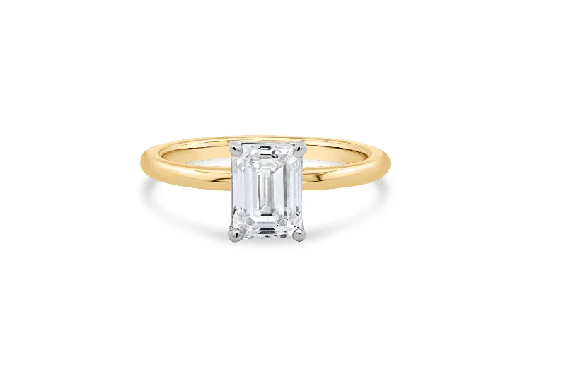 1.56CT Lab Grown Emerald Cut Diamond Yellow Gold Engagement Ring