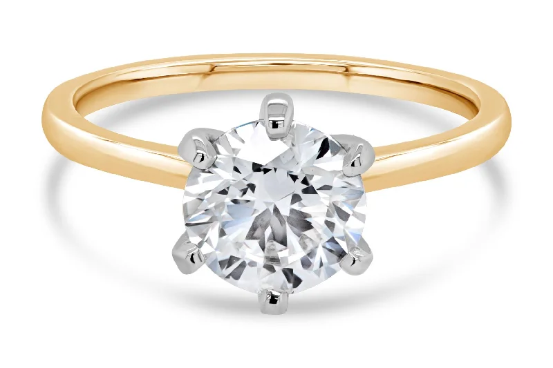 1.63CT Lab Grown Round Diamond Engagement Ring: Yellow Gold