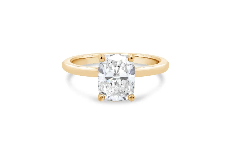 2.19CT Lab Grown Cushion Cut Engagement Ring: Yellow Gold