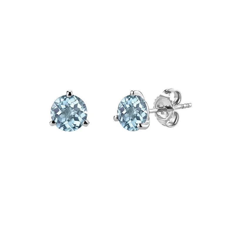 Aquamarine 14K White Gold Stud Earrings