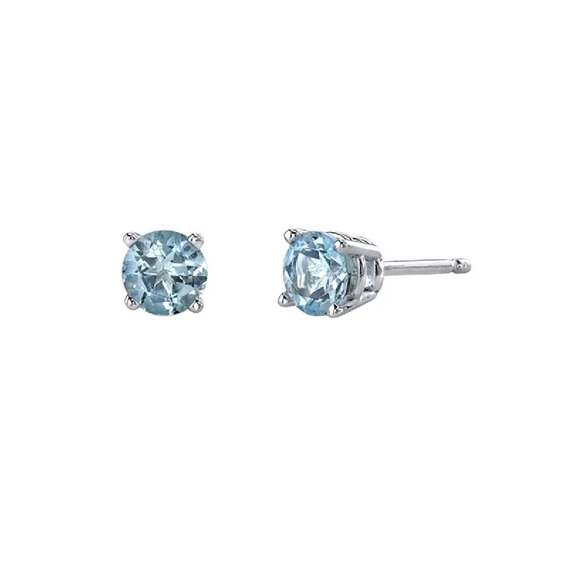 Aquamarine 14K White Gold Stud Earrings