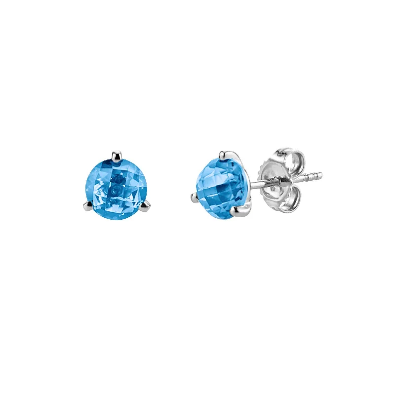 Blue Topaz 14K White Gold Stud Earrings