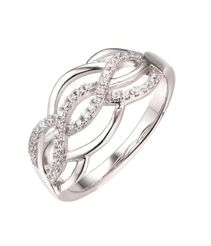 Casablanca Wavy Sterling Silver CZ Ring