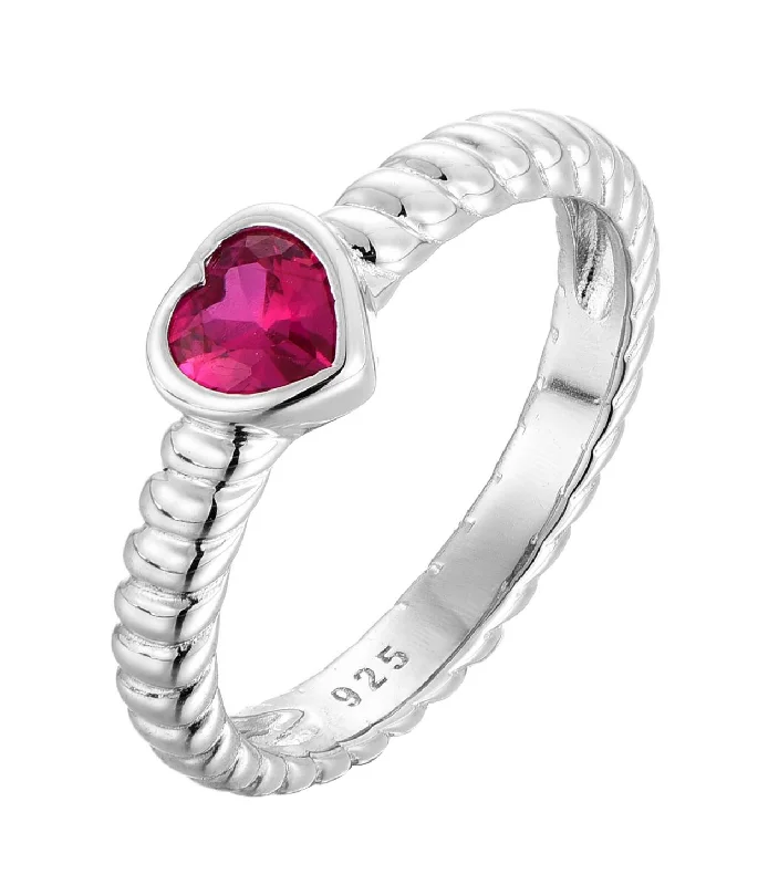 Casablanca Pink Heart CZ Sterling Silver Ring