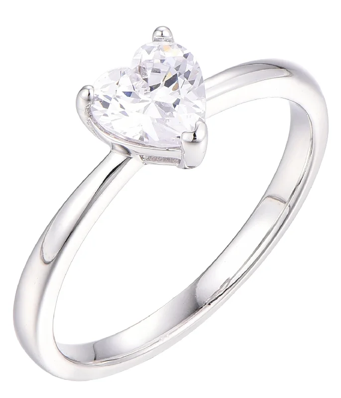 Casablanca Heart-Shaped Solitaire Engagement Ring in Sterling Silver