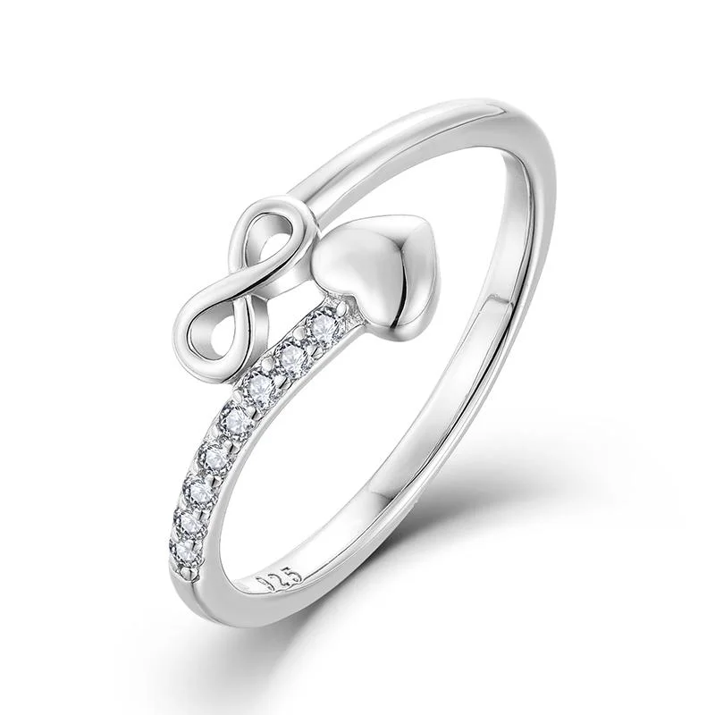 Casablanca Infinity and Heart CZ Sterling Silver Ring