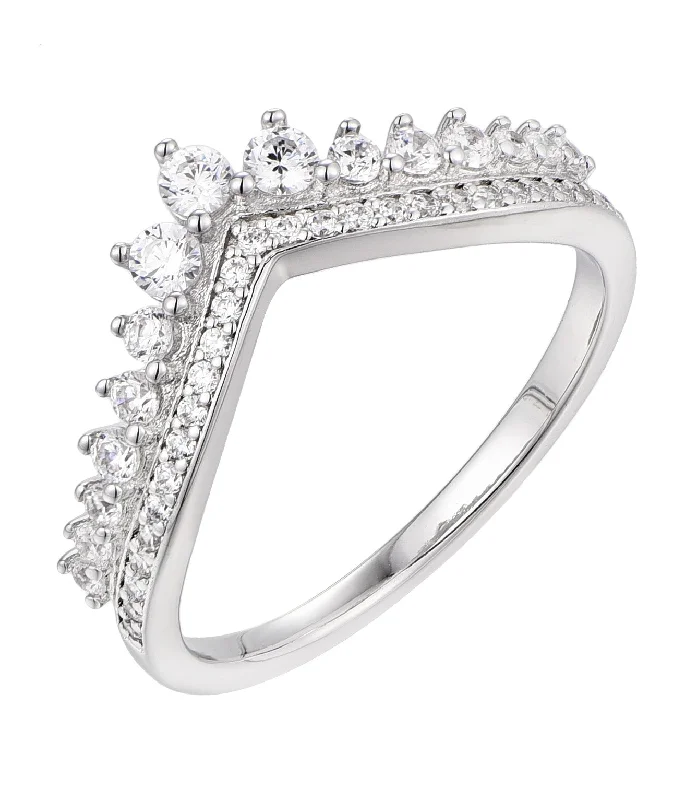 Casablanca Sterling Silver CZ V Ring