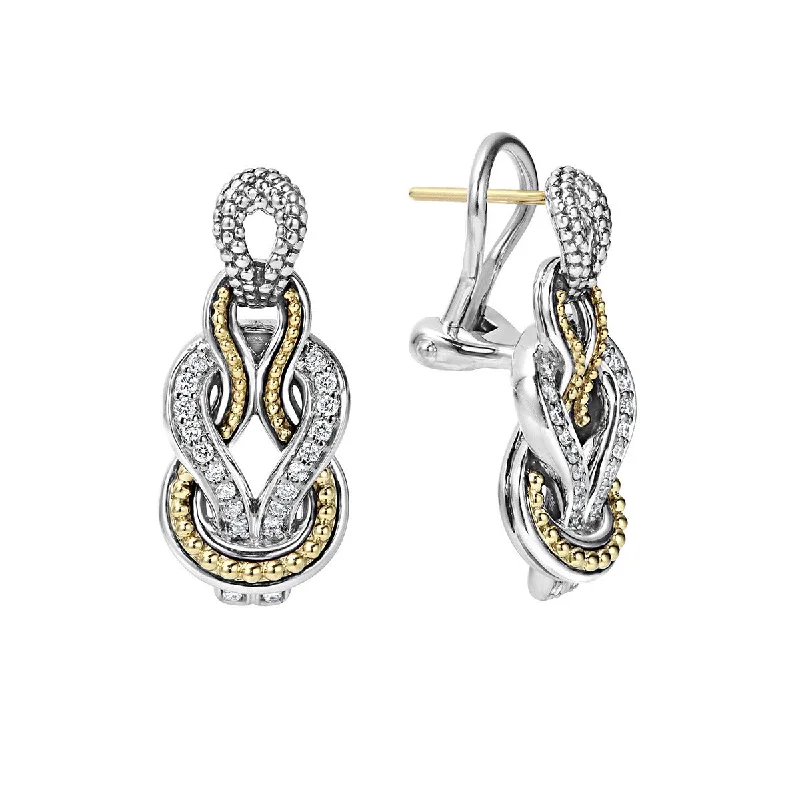 Caviar Knot Diamond Drop Earrings