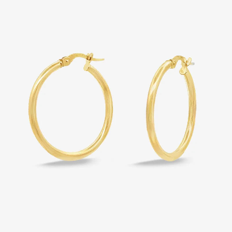 Classic 2mm Round 1" Gold Hoop Earrings