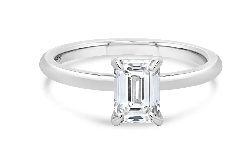 1.08CT T.D.W Lab Grown Emerald Cut White Gold Engagement Ring