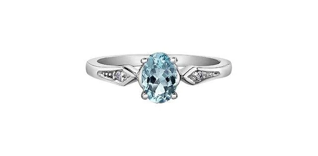 Diamond & Aquamarine Ring