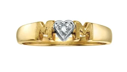 10K Yellow Gold Diamond Mom Ring