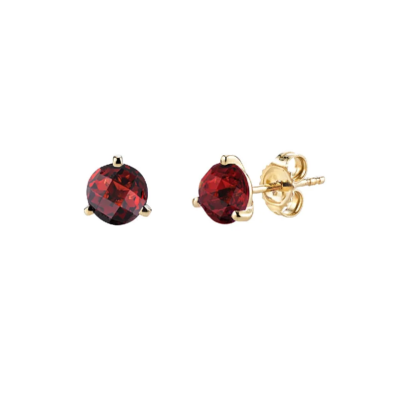 Garnet 14K Yellow Gold Stud Earrings