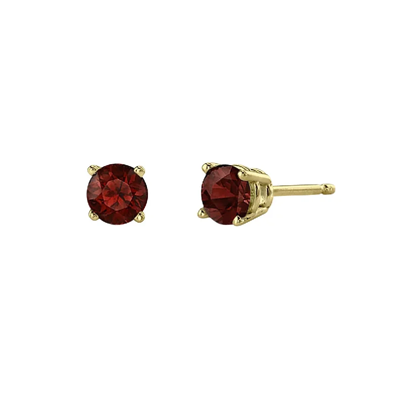 Garnet 14K Yellow Gold Stud Earrings