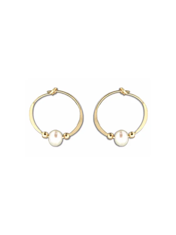 Gold Filled Pearl Hoops