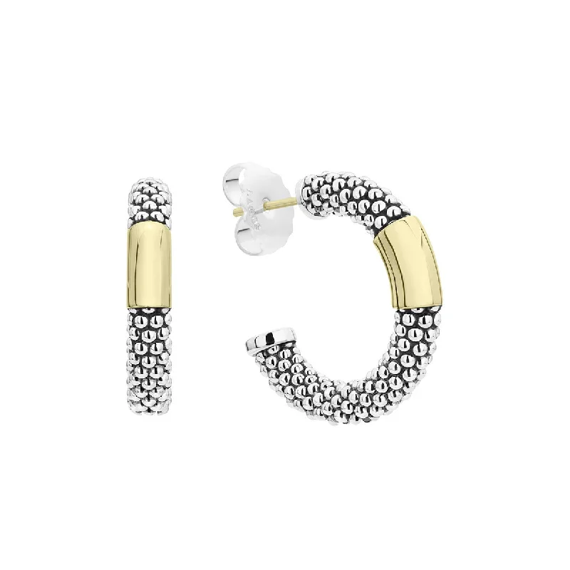 Gold Station Caviar Hoop Earrings