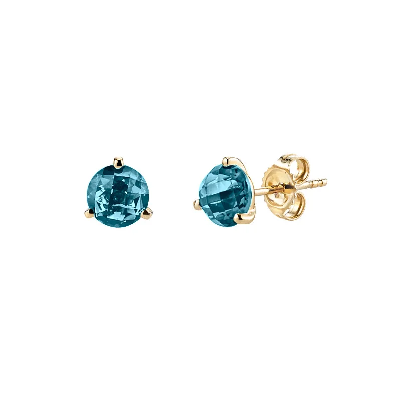 London Blue Topaz 14K Yellow Gold Stud Earrings