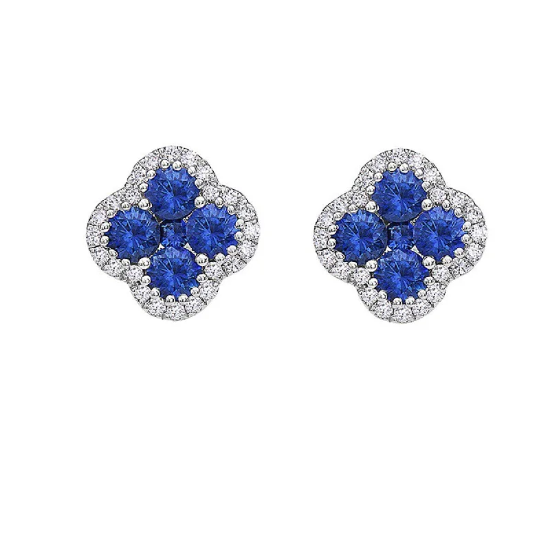 Precious Pastel Diamond and Sapphire Clover Earrings