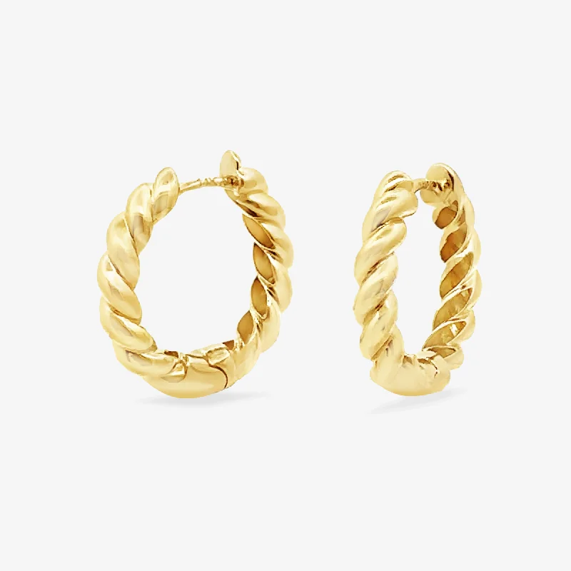 Solid Gold Twist Huggie Earrings