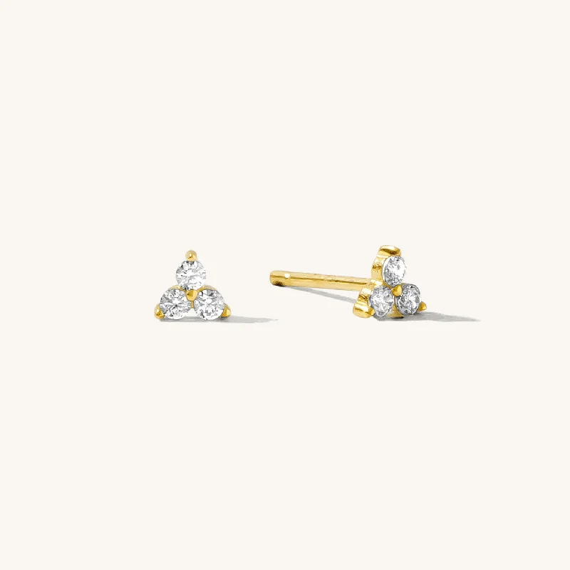 Triple CZ Stud Earrings