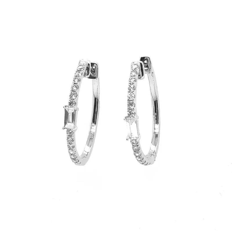 White Gold Diamond Hoop Earrings