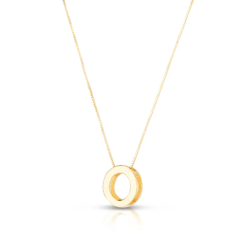 14K Gold Block Letter Initial O Necklace