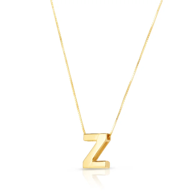 14K Gold Block Letter Initial Z Necklace