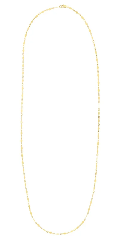 14K Gold Diamond Shape Mirror Chain