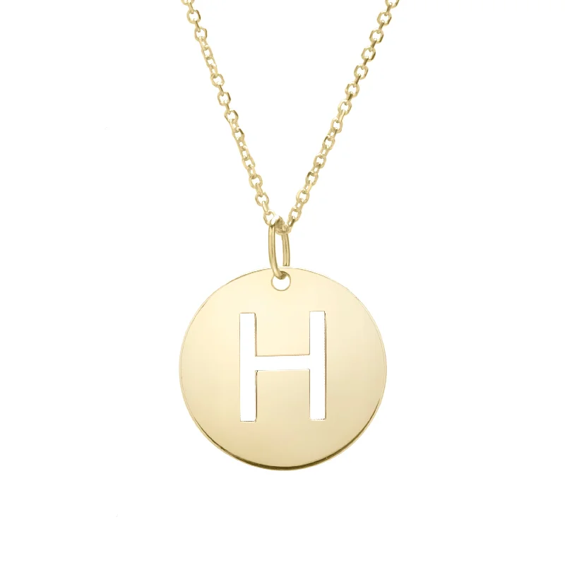 14K Gold Disc Initial H Necklace