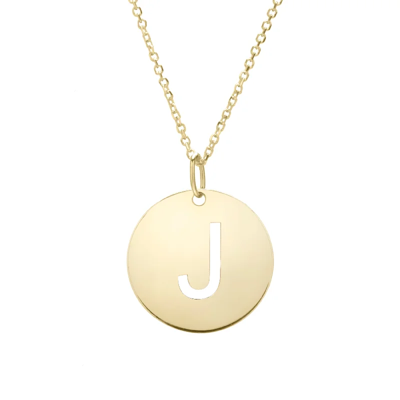 14K Gold Disc Initial J Necklace